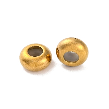 Ion Plating(IP) 202 Stainless Steel Beads, with Rubber Inside, Slider Beads, Rondelle, Golden, 7x3.5mm, Hole: 1.5mm