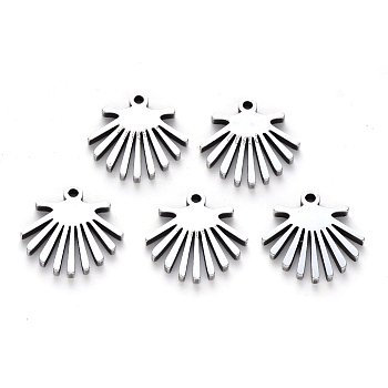 201 Stainless Steel Charms, Laser Cut, Fan, Stainless Steel Color, 13x13x1mm, Hole: 1.2mm
