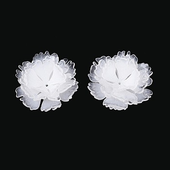 Heat Shrink Acrylic Bead Caps, Multi-Petal Flower, White, 41~46x15~17mm, Hole: 1.4~1.6mm