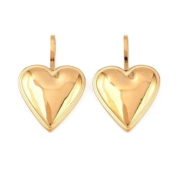304 Stainless Steel Pendants, Heart Charm, Golden, 30.5x20x3mm, Hole: 4x9mm