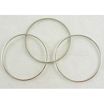 Brass Linking Rings, Nickel Free, Platinum, 40x1mm(X-EC18740MM-NF)
