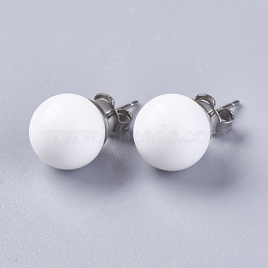 White Porcelain Stud Earrings