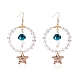 boucles d'oreilles pendantes en grand cercle en perles de verre(EJEW-SW00015-03)-1