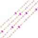 Faceted Rondelle Glass & Round 304 Stainless Steel Beaded Chains(CHS-G026-01KCG-01)-1