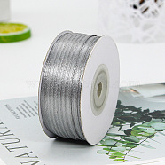 Polyester Double-Sided Satin Ribbons, Ornament Accessories, Flat, Gray, 3mm, 100 yards/roll(OFST-PW0003-16S)