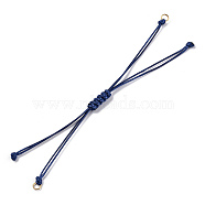 Korean Waxed Polyester Cord Braided Bracelets, with Iron Jump Rings, for Adjustable Link Bracelet Making, Blue, Single Cord Length: 5-1/2 inch(14cm)(MAK-T010-03G)