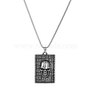 Skull Stainless Steel Pendant Necklaces for Men, Antique Silver, 23.62 inch(60cm), Pendant: 55.3x35.2mm(BV6078-1)