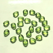 Imitation Austrian Crystal Beads, Grade AAA, Faceted, teardrop, Yellow Green, 8x6x3.5mm, Hole: 0.7~0.9mm(SWAR-F086-8x6mm-17)
