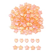 100Pcs 2 Style Eco-Friendly Transparent Acrylic Beads, Heart/Star, Dyed, AB Color, Orange Red, 8~10x8~10x3~4mm, Hole: 1.5mm, 50pcs/style(TACR-YW0001-86F)