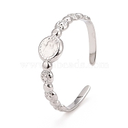 304 Stainless Steel Flat Round Open Cuff Ring for Women, Stainless Steel Color, US Size 7 3/4(17.9mm)(RJEW-C025-26P)
