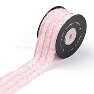 Polyester Ribbon, 4 Row Stripe Pattern, for Weddings Gift Package Wrapping, Bow Decorations, Misty Rose, 1-5/8 inch(41mm), 10yards/roll(SRIB-B001-03C-01)
