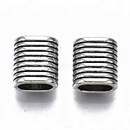 Tibetan Style Alloy Beads, Lead Free & Cadmium Free, Grooved Oval, Antique Silver, 9.5x8x5mm, Hole: 6x3.5mm, about 1050pcs/1000g(TIBE-S314-143AS-RS)