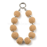 Phone Lanyard Universal Plush Ball Wrist Lanyard, with Alloy Findings, for Smartphone Case Bag Car Keys Decoration, BurlyWood, 155mm(HJEW-Q011-01A-P)