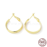 925 Sterling Silver Hoop Earrings, Round, with S925 Stamp, Real 18K Gold Plated, 26x4x21mm(EJEW-K258-13G)
