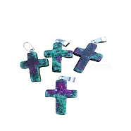 Natural Ruby in Zoisite Pendants, with Platinum Tone Brass Findings, Cross, 25x18mm(G-PW0006-02P-10)