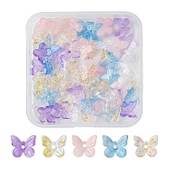 50Pcs 5 Colors Transparent Spray Painted Glass Charms, AB Color Plated, Butterfly, Mixed Color, 9.5x11x3mm, Hole: 0.8mm, 10pcs/color(GLAA-FS0001-05)