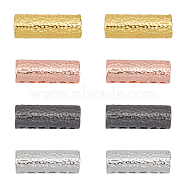 8Pcs 4 Colors Alloy Watch Band Adapter Connectors, Hammered, Column, Mixed Color, 22x8x7mm, Hole: 2.5mm and 4x2mm, 2pcs/color(FIND-DC0001-19)