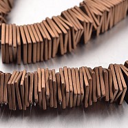 Electroplate Non-magnetic Synthetic Hematite Bead Strands, Frosted, Square Heishi Beads, Thin Slice Beads, Copper Plated, 8x8x1mm, Hole: 1mm, about 390pcs/strand, 15.7 inch(G-F300-20B-F08)
