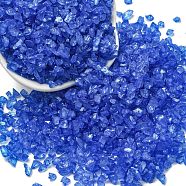 Luminous Crushed Glass Craft, Irregular Glass Chips, for DIY Vase Filler Garden Decoration, Medium Blue, 4.5~11.5x1.5~3x2.5mm(GLAA-F124-C05)