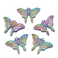 Rainbow Color Alloy Pendants, Cadmium Free & Nickel Free & Lead Free, Butterfly, 32x47x3mm, Hole: 2.5mm(PALLOY-N156-157-NR)