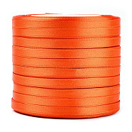 High Dense Single Face Satin Ribbon, Polyester Ribbons, Tomato, 1/4 inch(6~7mm), about 25yards/roll, 10rolls/group, about 250yards/group(228.6m/group)(SRIB-Q009-6mm-144)