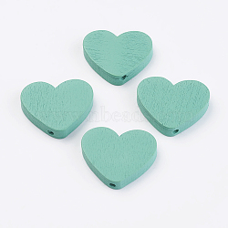 Natural Wood Beads, Dyed, Heart, Dark Cyan, 21x23.5x5mm, Hole: 2mm, about 590pcs/500g(WOOD-Q030-47A)