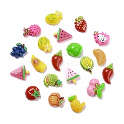 Self Adhesive Opaque Resin Stickers, Decoden Cabochons, Play Food, Imitation Food, Vegetable & Fruit, Mixed Color, 18~25.5x13~16x7.5~8mm(RESI-K009-03)