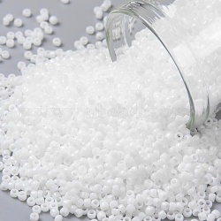 TOHO Round Seed Beads, Japanese Seed Beads, (41) Opaque White, 15/0, 1.5mm, Hole: 0.7mm, about 15000pcs/50g(SEED-XTR15-0041)