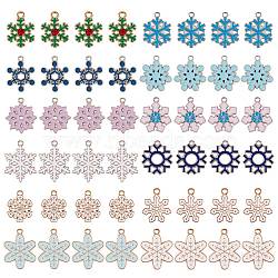 48Pcs 12 Style Alloy Pendants, with Enamel and Rhinestone, Snowflake, Mixed Color, 4pcs/style(ENAM-SZ0002-30)
