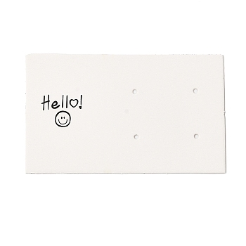 Rectangle Paper Earring Stud Display Cards, Jewelry Display Card for Earrings Storage, White, 7.6x4.5x0.05cm, Hole: 1.5mm