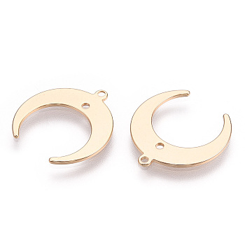 Brass Pendants, Real 18K Gold Plated, Double Horn/Crescent Moon, 19x18x1mm, Hole: 1mm