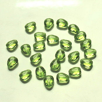 Imitation Austrian Crystal Beads, Grade AAA, Faceted, teardrop, Yellow Green, 8x6x3.5mm, Hole: 0.7~0.9mm