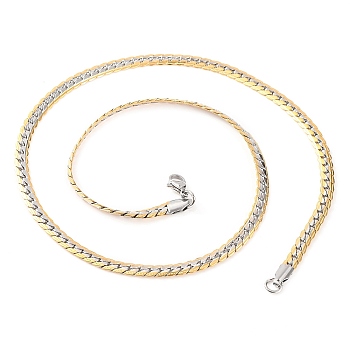 304 Stainless Steel Twist Chain Necklaces for Women, Golden & Stainless Steel Color, 19.57~19.76 inch(49.7~50.2cm), 5mm wide