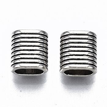 Tibetan Style Alloy Beads, Lead Free & Cadmium Free, Grooved Oval, Antique Silver, 9.5x8x5mm, Hole: 6x3.5mm, about 1050pcs/1000g