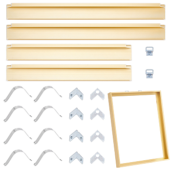 DIY Aluminium Alloy Floater Frame for Canvas Painting Kit, with Iron Hanger & Findings, Matte Gold Color