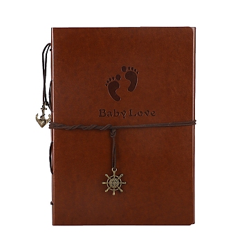 PU Leather Notebook, with Paper Inside, for School Office Supplies, Footprint, 215x170mm