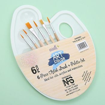 Paint Brushes Watercolor Brushes Set, with Plastic Paint Palette and Wood Brushes, Blanched Almond, 22.5x16.7cm