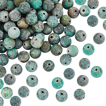 Frosted Natural African Turquoise(Jasper) Round Beads, 8mm, Hole: 1mm, 100pcs/box