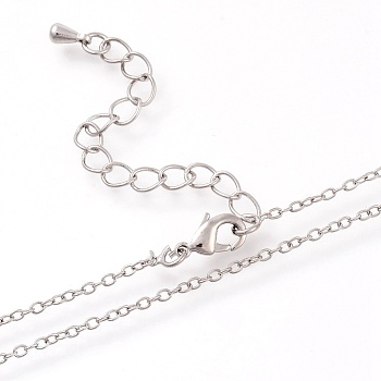 Brass Cable Chain Necklaces Making, with Lobster Claw Clasps, Long-Lasting Plated, Platinum, 17.71 inch(45cm)
