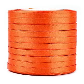 High Dense Single Face Satin Ribbon, Polyester Ribbons, Tomato, 1/4 inch(6~7mm), about 25yards/roll, 10rolls/group, about 250yards/group(228.6m/group)