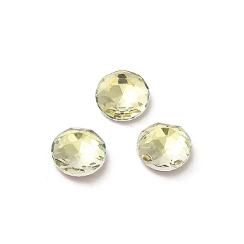 Glass Rhinestone Cabochons, Point Back & Back Plated, Faceted, Flat Round, Jonquil, 6x2.7mm