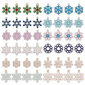 48Pcs 12 Style Alloy Pendants, with Enamel and Rhinestone, Snowflake, Mixed Color, 4pcs/style