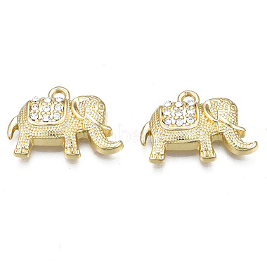 Light Gold Elephant Alloy+Rhinestone Pendants