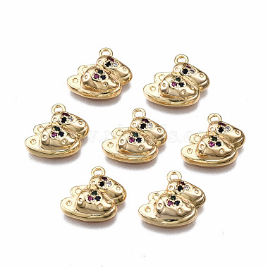 Real 18K Gold Plated Mixed Color Shoes Brass+Cubic Zirconia Charms