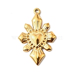 304 Stainless Steel Pendants, Arrows Heart Charm, Golden, 26x17x2.2mm, Hole: 1.2mm(STAS-H482-02G)