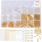 DIY Jewelry Making Findings Kits, including Brass Earring Hooks & Eye Pin & Ear Nuts & Ring, Iron Jump Rings, 304 Stainless Steel Stud Earring Findings, Plastic Ear Nuts, Mixed Color(DIY-SP0003-33)