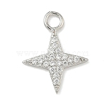 Brass Micro Pave Clear Cubic Zirconia Pendants, Platinum, Star Charm, 15.5x12x1.5mm, Hole: 2.5mm(KK-H528-07A-P)