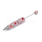 Polymer Clay Rhinestones Ball-Point Pen, Beadable Pen, with Iron Findings, for DIY Personalized Pen with Jewelry Beads, Heart, Hyacinth, 145x15~16mm(OFST-D300-05P-M)
