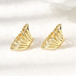 Brass Cuff Earrings, Cadmium Free & Lead Free, Long-Lasting Plated, Rack Plating, Multilayer C-Shaped, Real 18K Gold Plated, 25x12.5x11.5mm(EJEW-C186-14G)