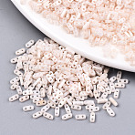 FGB 2-Hole Glass Seed Beads, Opaque Colours Rainbow, Rectangle, Floral White, 4.5~5x2x1~1.5mm, Hole: 0.5~0.8mm, about 400pcs/10g(X-SEED-S031-S-SQ1204R)